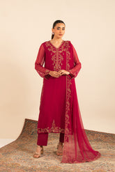 3 Piece Chiffon Embroidered Suit (FL0007)